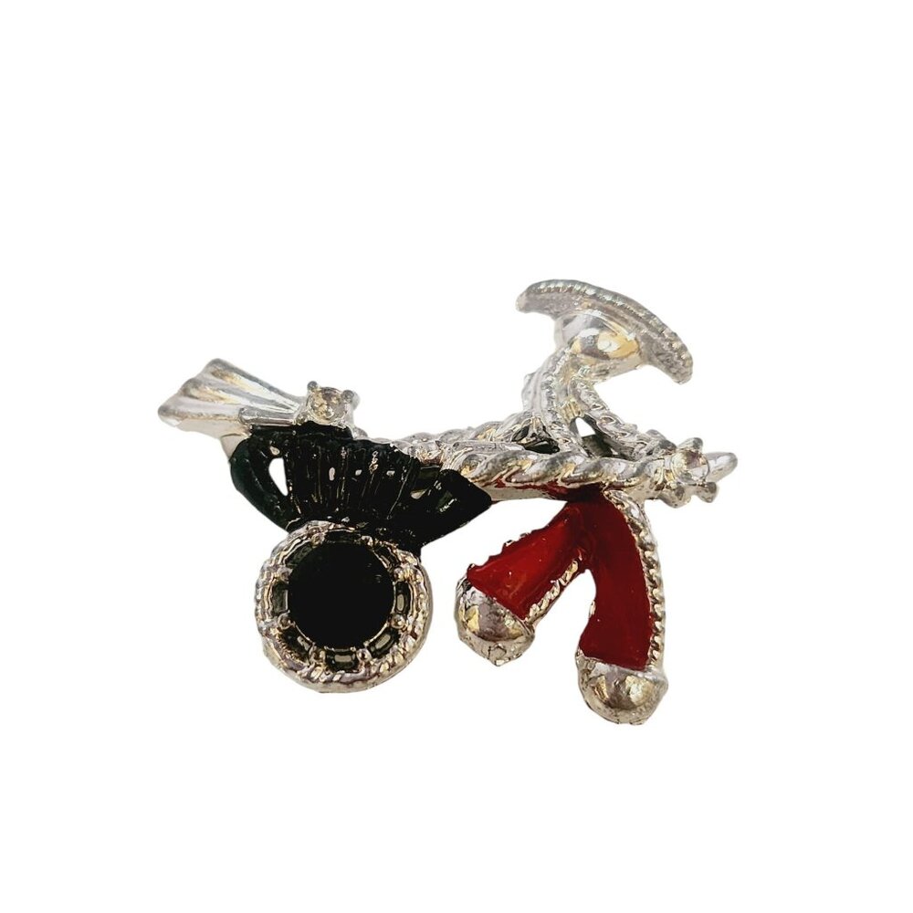 Super Cute 60s Figural Man with Wheel Barrel Brooch (A5588)